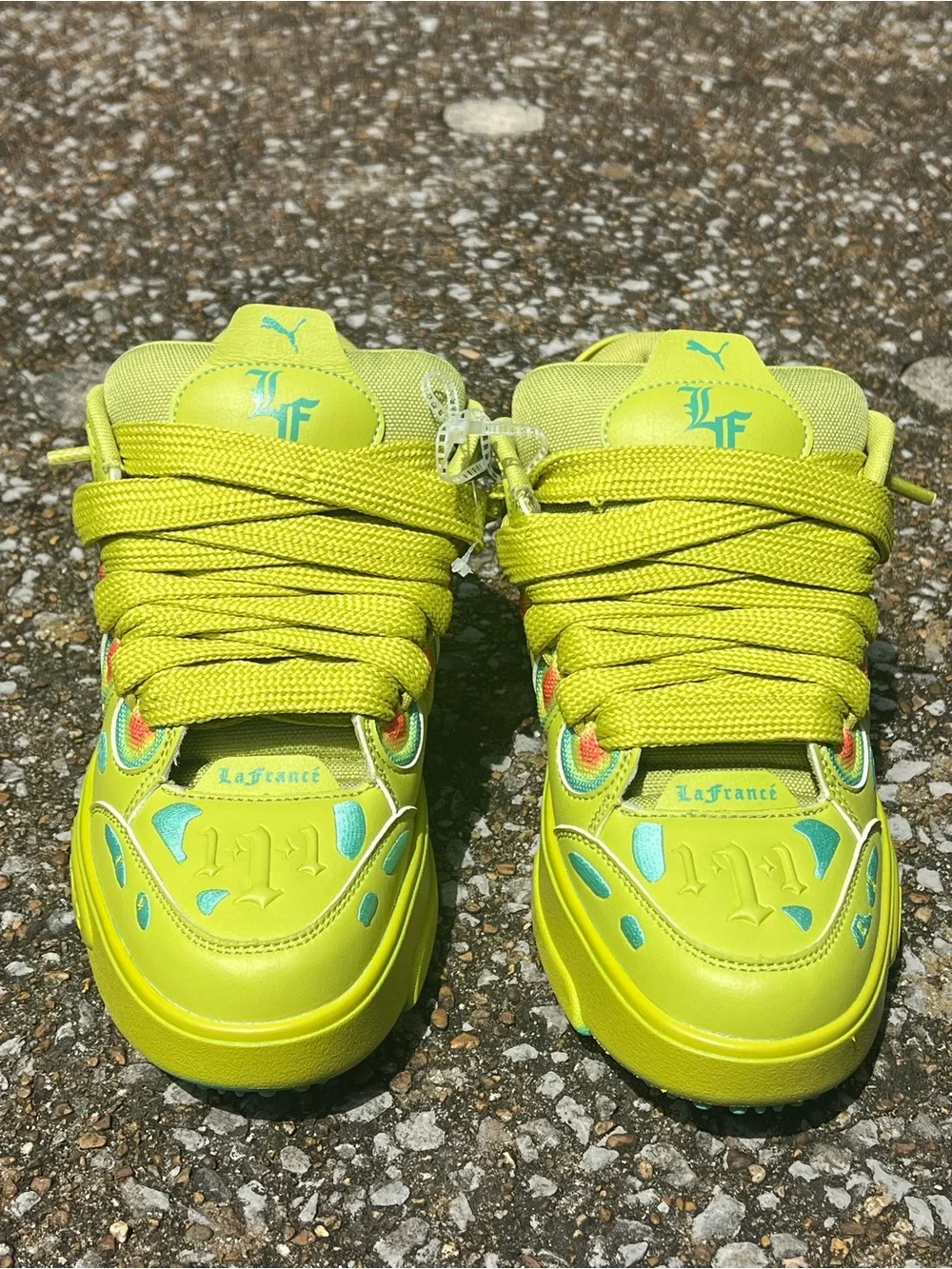 NWOT Puma LeFrance Heat Map Neon Green Statement Sneakers Streetwear Size 10